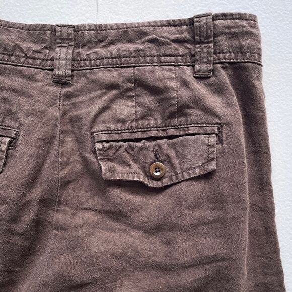 GAP Low Rise Pants: Brown Linen Kick Flares / Sz 0 / Office Siren 2010s - Picture 7 of 8